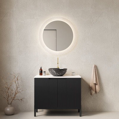 Meuble-lavabo autoportant de 76 cm avec lavabo noir, comptoir blanc, style romantique français, deux portes d'armoire, système de fermeture amortie, haute qualité, double fonction scandinave.