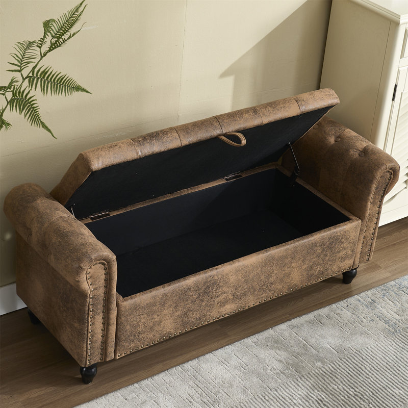 Repose-pieds avec rangement Coolmore 55,25 pouces, Café