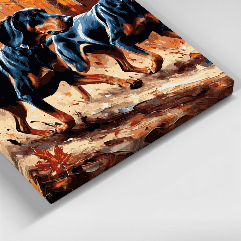 «Dogs» noir et brun clair sur toile Coonhound