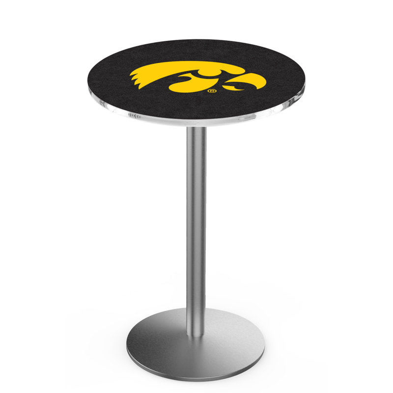 Round Metal Base Dining Table, Stainless Steel, University of Iowa