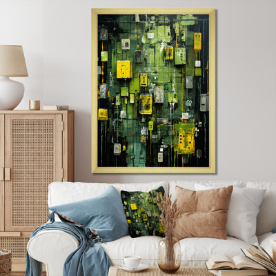 Green Abstract Maya Shapes Mask III - Abstract Wall Art Decor