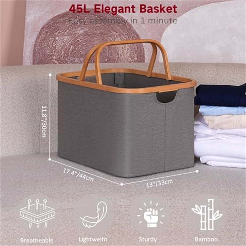 Bhargava Laundry Basket with Handles, Grey