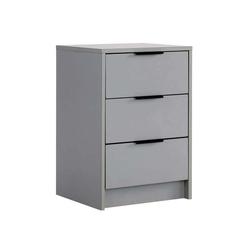 Phoenix 3 Drawer Bedside Table Storage Unit, Grey