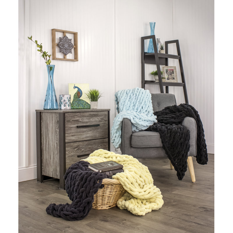 Donna Sharp Dove Chenille Knit Woven Throw, Dove