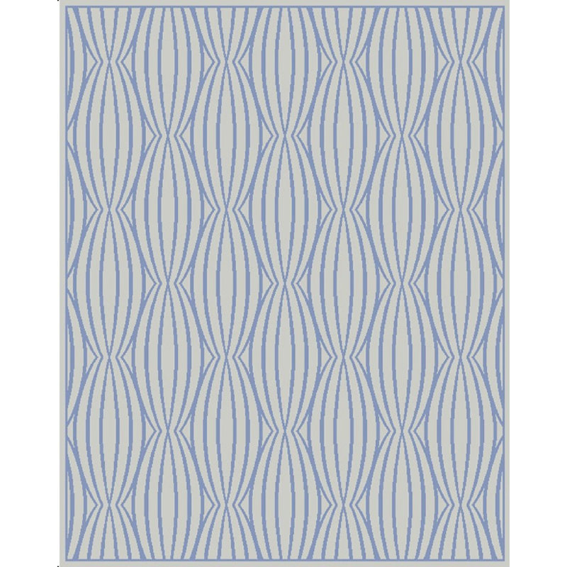 Transitional Blue Hand-Knotted Wool & Silk 2'x3' Area Rug