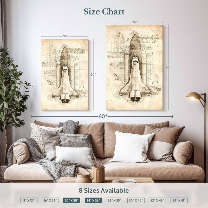 Oberle Space Shuttle Blueprint, 36" H x 24" W