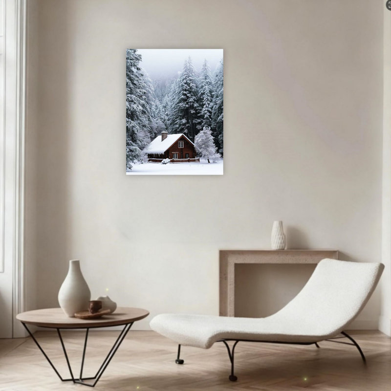 Winter Cabin Unframed Canvas Wall Art  24" X 36"
