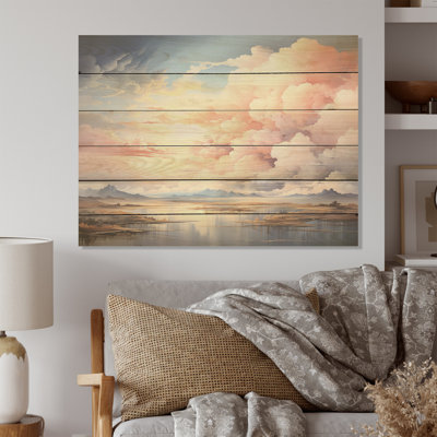 Fantasy Sky Scenery Minimalism I - Sky Wood Art On Natural Pine Wood