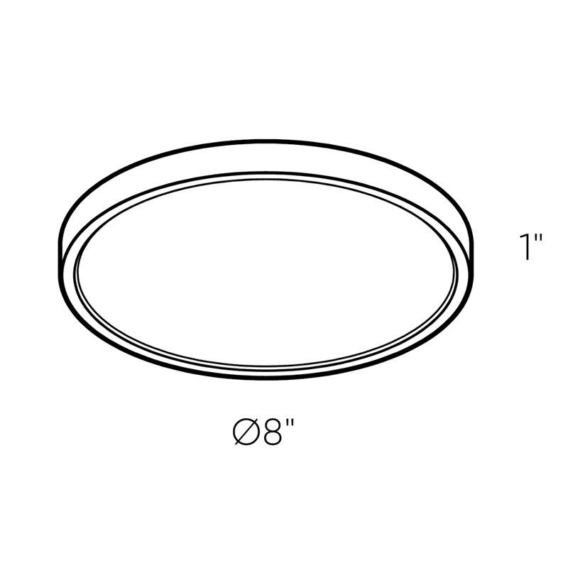 Plafonnier encastré simple à 1 lumière DEL, H 1 po x l 8 po x P 8 po
