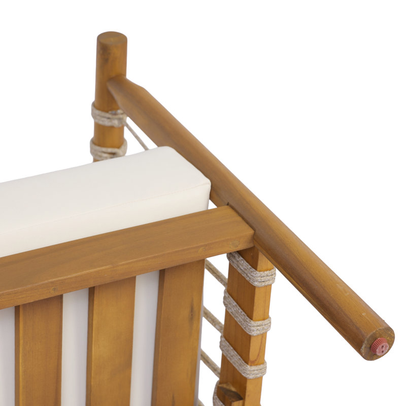 Fauteuils de jardin modernes, fauteuil en bois d'acacia au fini teck avec coussins