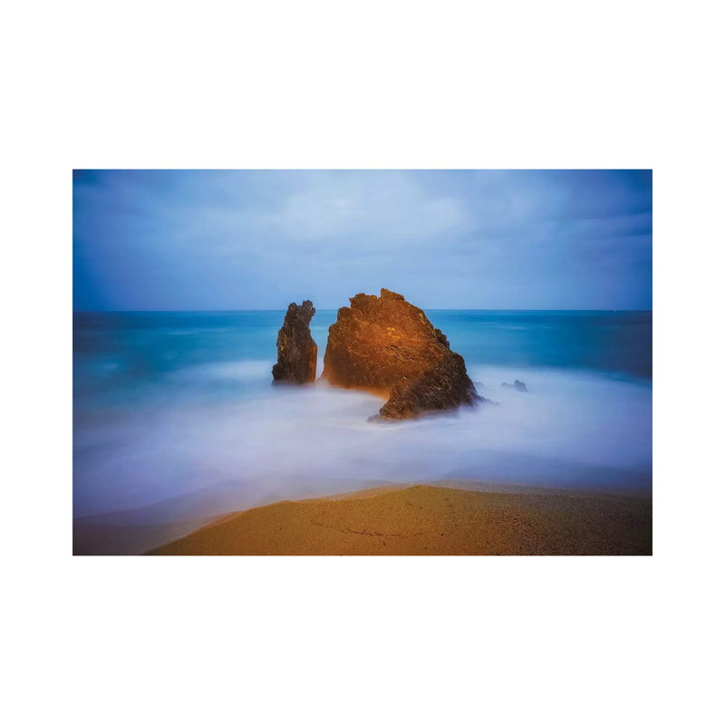 Europe, Italy, Monterosso. Rocks And Ocean Beach. by Jaynes Gallery - Wrapped Canvas Print, 66.04 cm H x 45.72 cm W