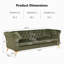 Canapé Chesterfield en velours à accoudoirs roulés 87 po Ganyn-220489004