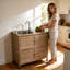 Station d'évier de cuisine autoportante avec armoire et robinet