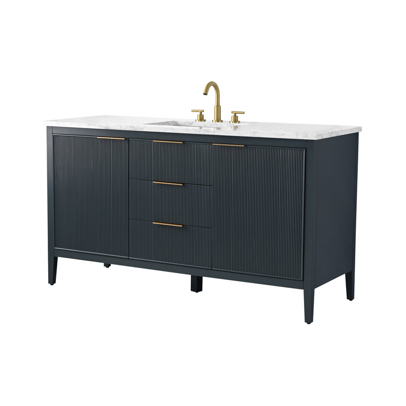 Emma 60" W Single Vanity, Vintage Blue/Brushed Bronze