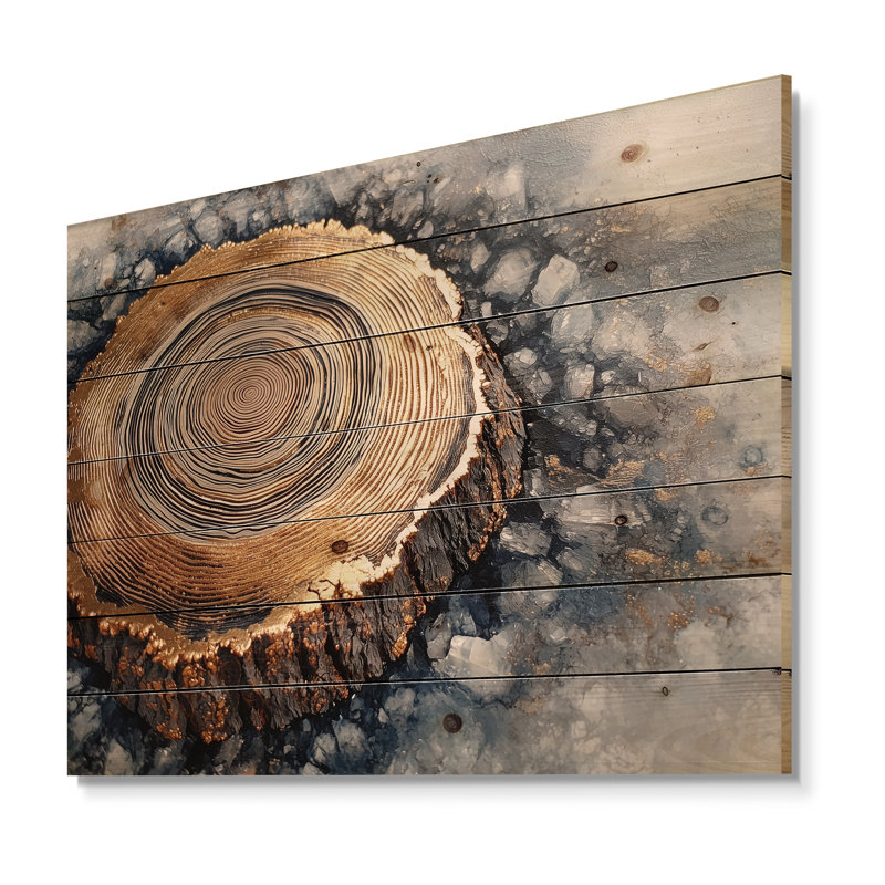 Crystal Winter Wood Slide Harmony - Tree Wood Wall Art - On Natural Pine Wood, 30" H x 40" W x 0.78" D