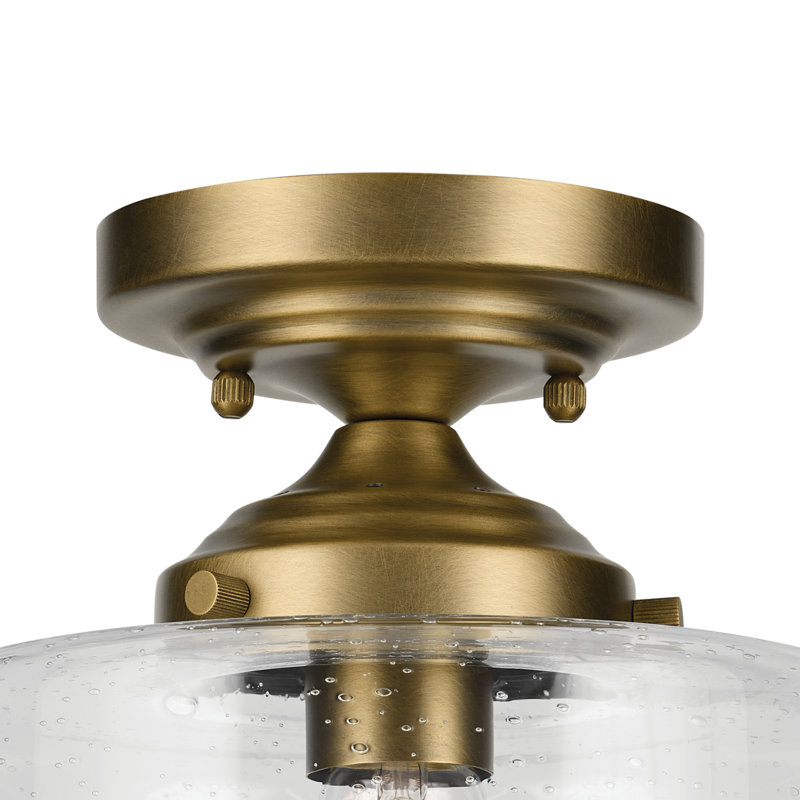Winslow Natural Brass Semi-Flush Mount with Clear Seeded Glass