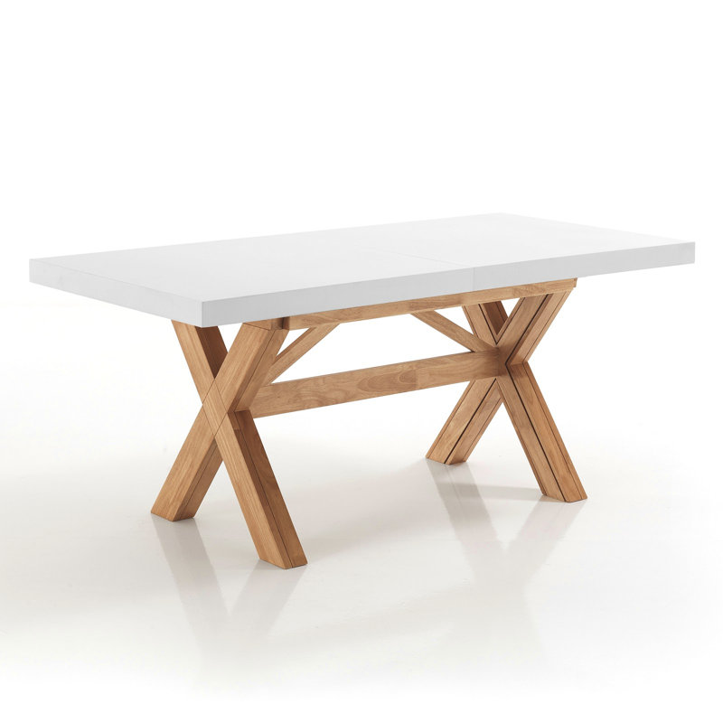 Dambrosio Extendable Oak Solid Wood Dining Table, Oak, White