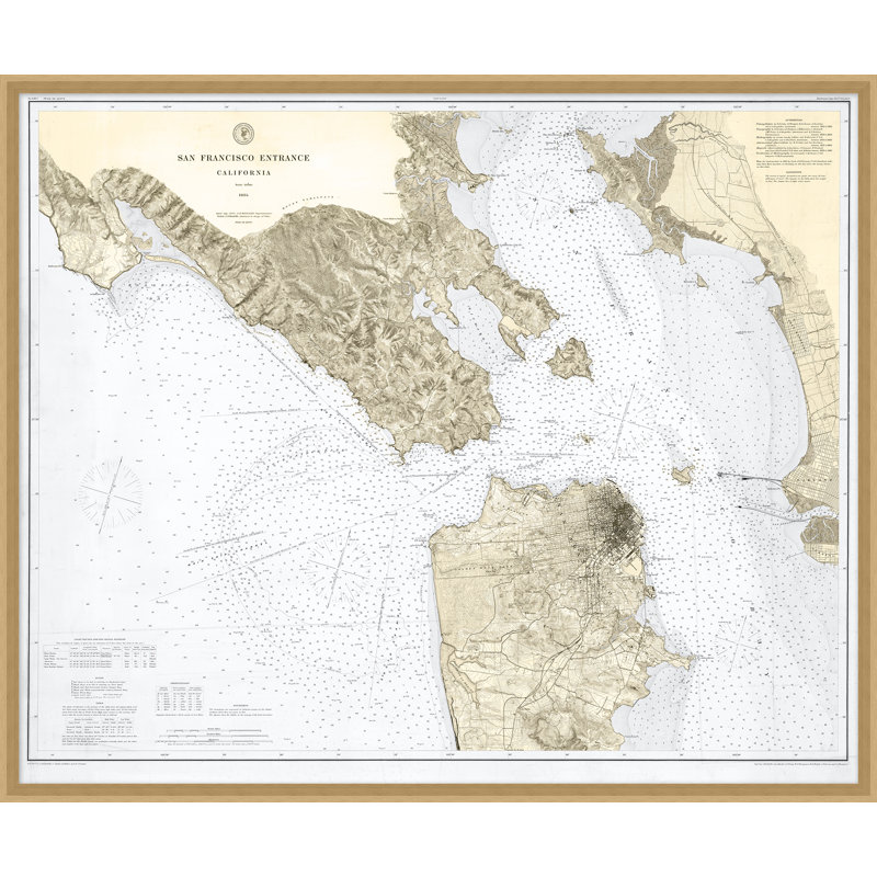 «San Francisco Nautical Map 1» par Nathan Turner - cadre photo, impression sur papier
