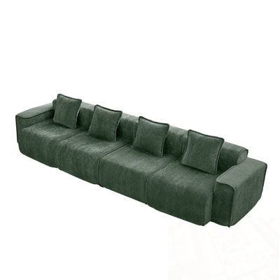 Canapé modulaire à 4 places profondes avec coussins décoratifs