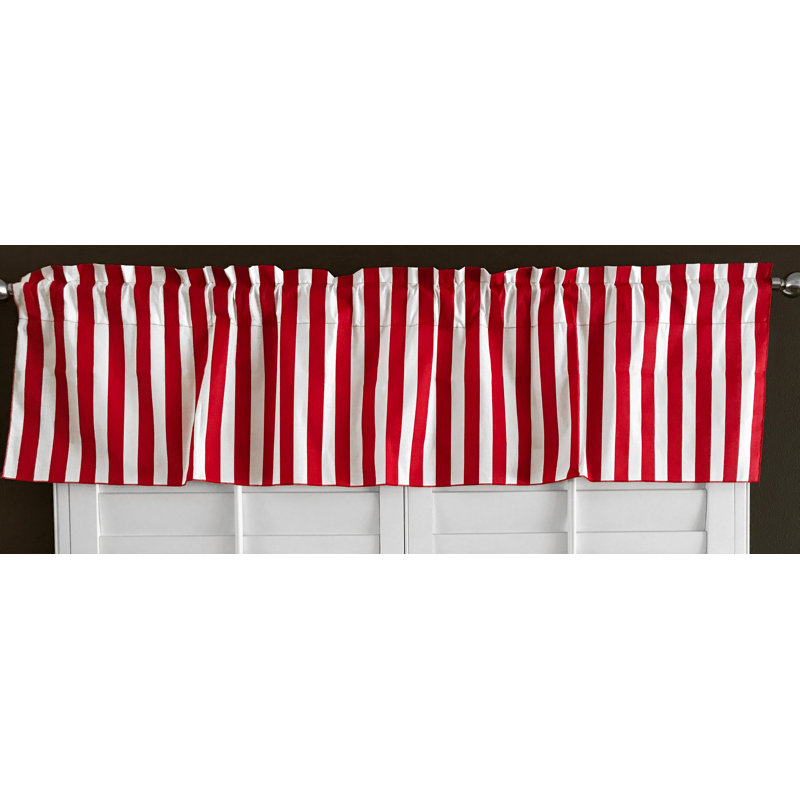Cantonnière sur mesure en mélange de coton rayé Raice, L 58 po x L 24 po, Rouge