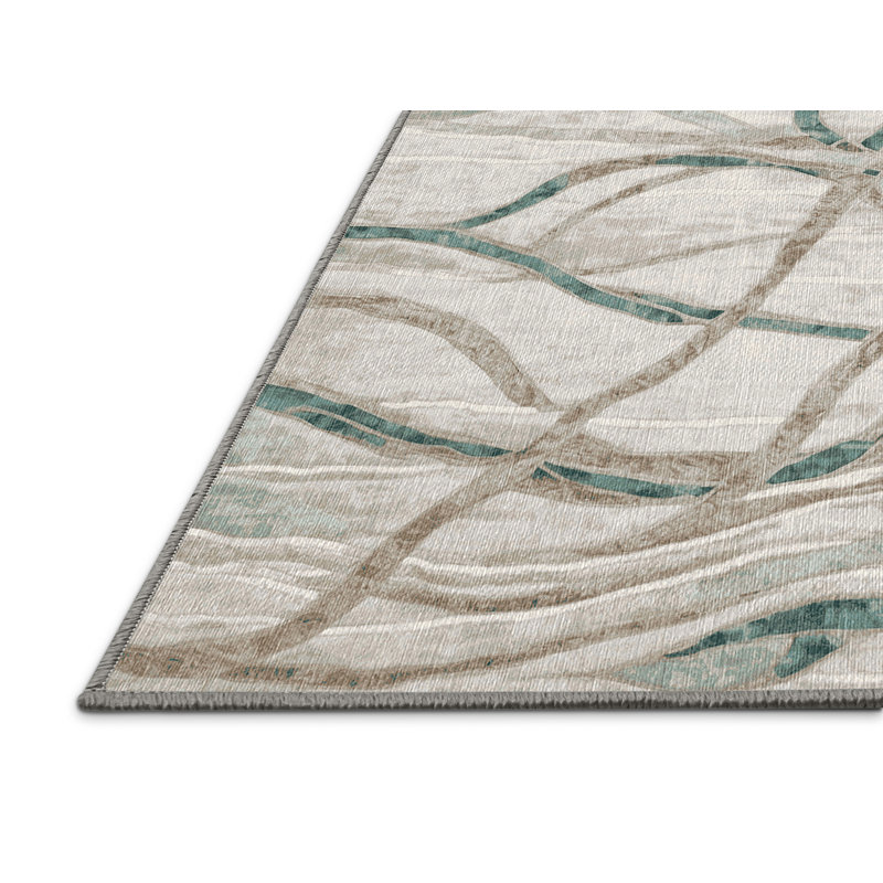 Machine Washable Gray Area Rug, Square 4'