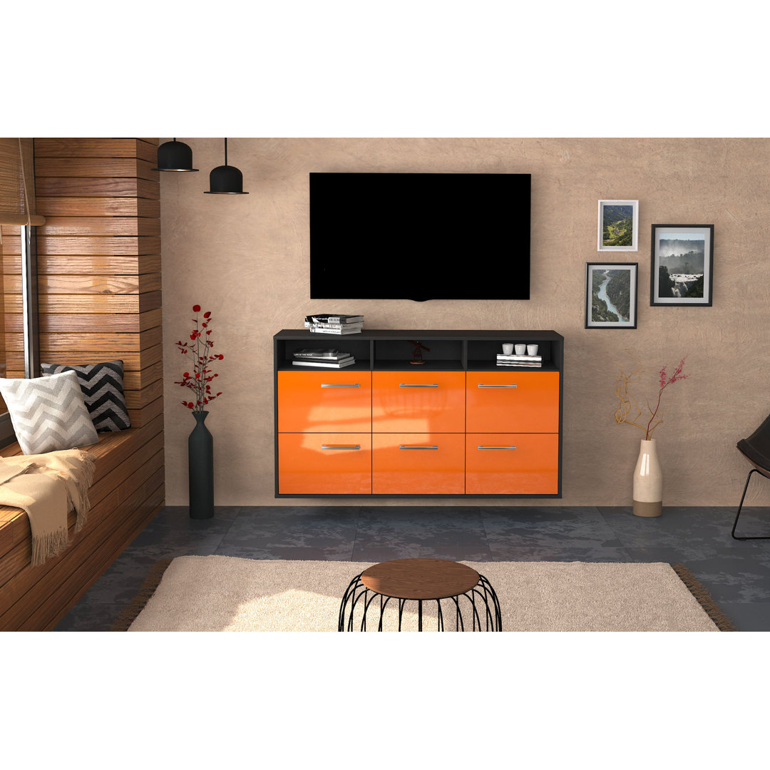 Sideboard Cape Coral, Farbe: Rot/Weiss, Fliegend/Metallgriffe, Größe: 136x79x35cm