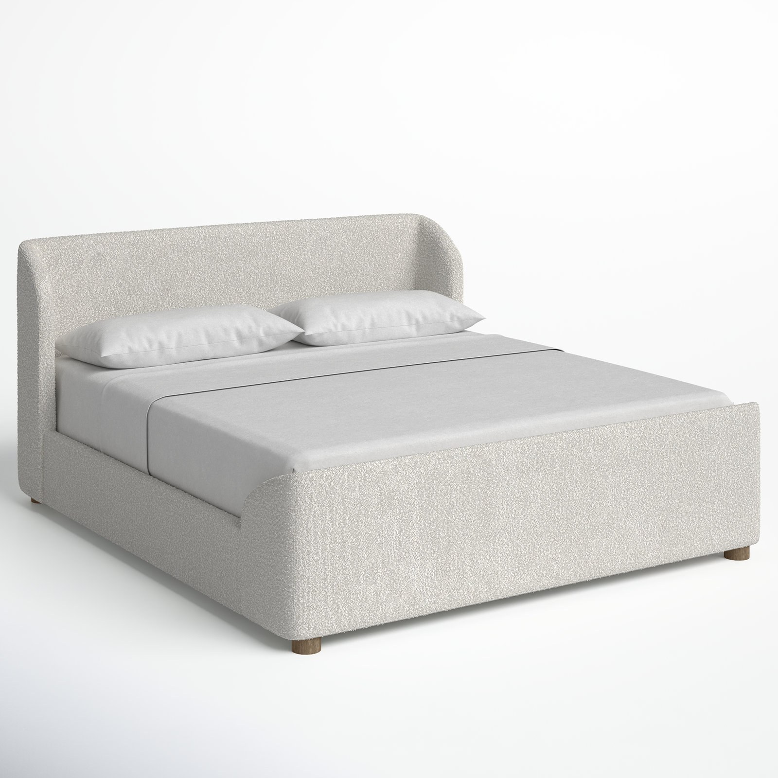 Kris Upholstered Platform Bed, California King, Whipped Honey Linen Blend