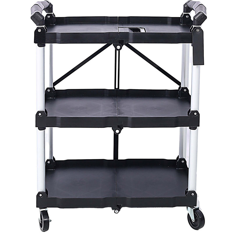 Chariot de service pliable 3 couches pliable Pack-N-Roll, noir, 50 lb. Capacité de charge par tablette