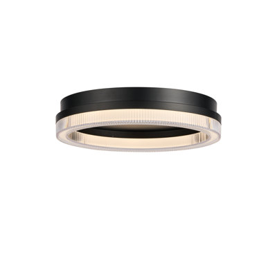 Granados - Integrated LED Flush Mount - Black Finish - Ribbed Clear Diffuser Shade