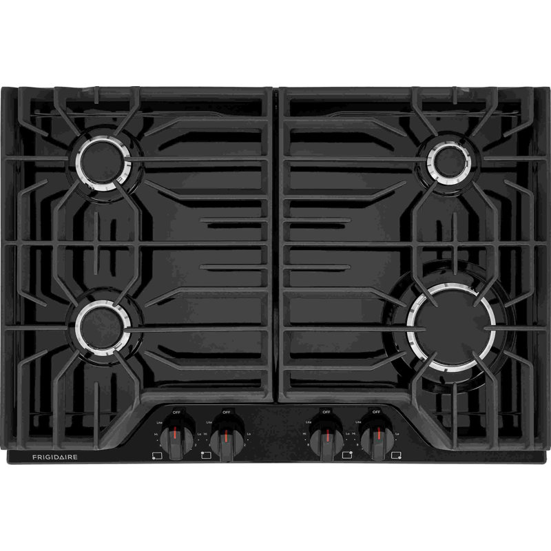30 Inch Black Cast Iron Gas Cooktop with 4 Burners
