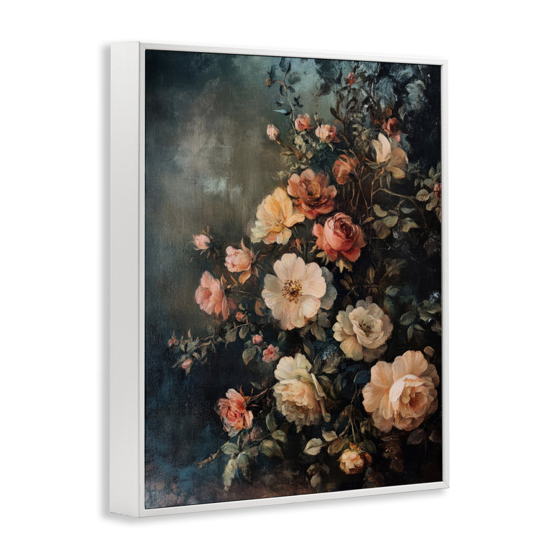 «Dark Rose Florals», estampe numérique encadrée par Petal Prints Design, H 30 po x l 24 po