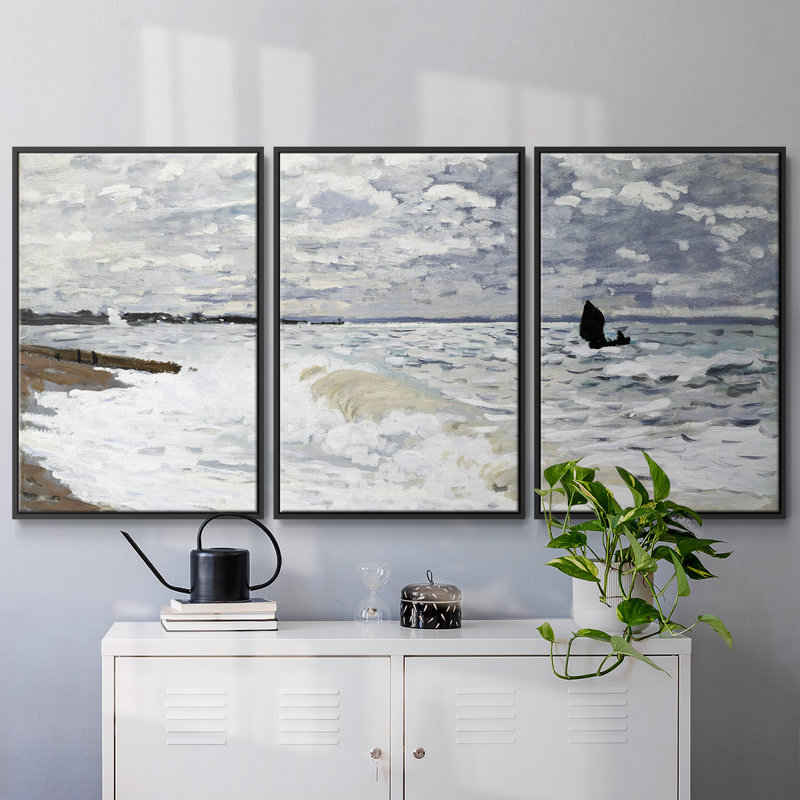 La mer au Havre, 1868, 3 pièces, H 40 po x l 78 po x P 2 po, Noir