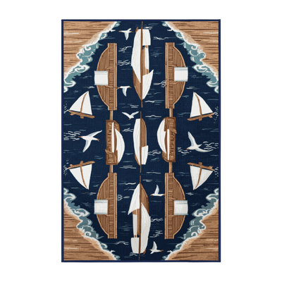 Washable Marina Life Coastal Area Rug