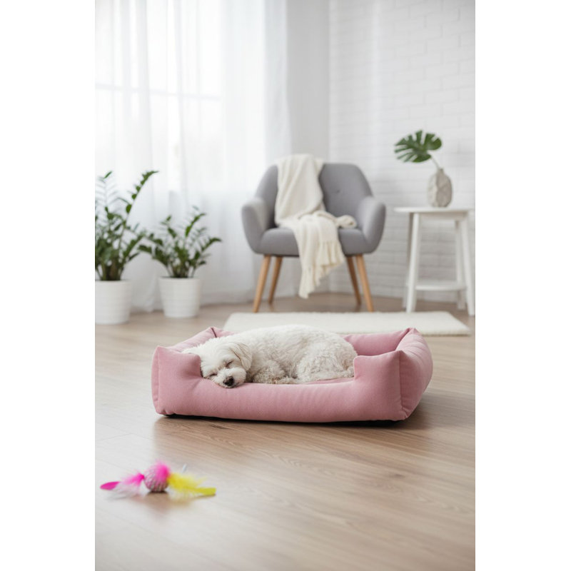 Lit pour animal de compagnie, Taille moyenne: L 35,43 po x l 29,53 po, Rose