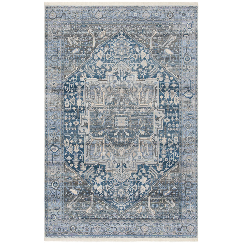 Tapis bleu persan rétro Egremont, Rectangle 3 pi x 5 pi