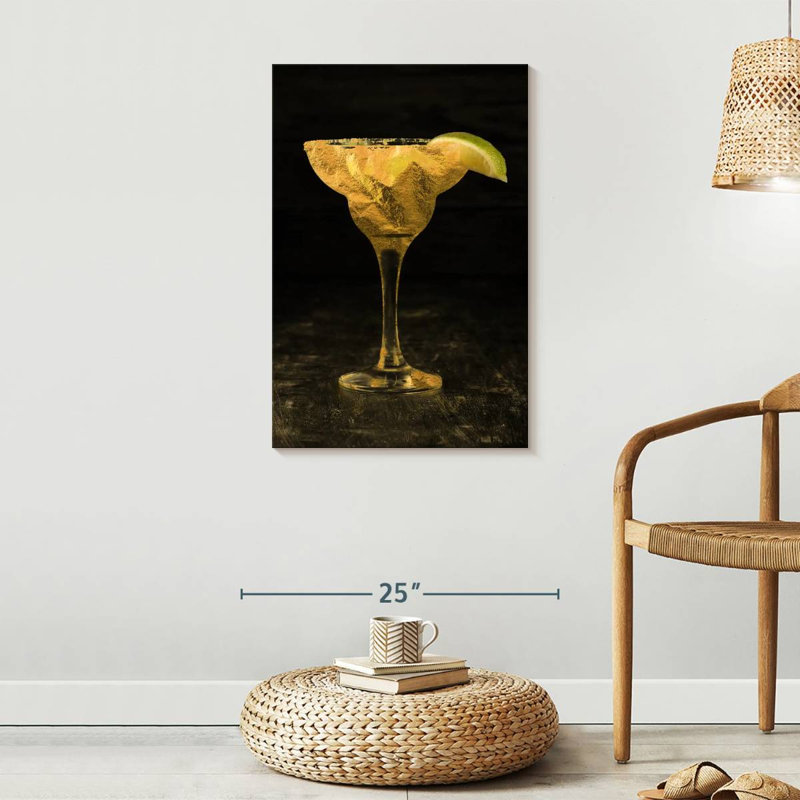 Cocktail rétro sur toile, H 30 po x l 20 po x P 1,25 po