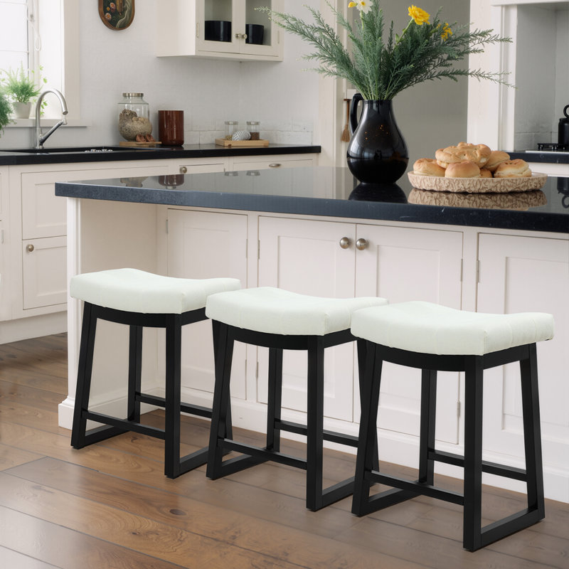 Tabouret de bar 24 po Cindina, Lin blanc / noir