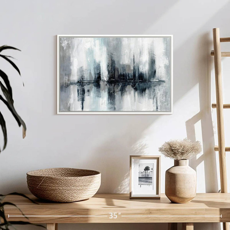 Lumières de port indigo, Cadre flottant blanc, 19 po x 13 po