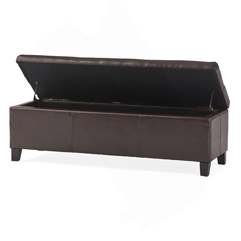 Repose-pieds en cuir avec rangement Jye Vegan, Brun