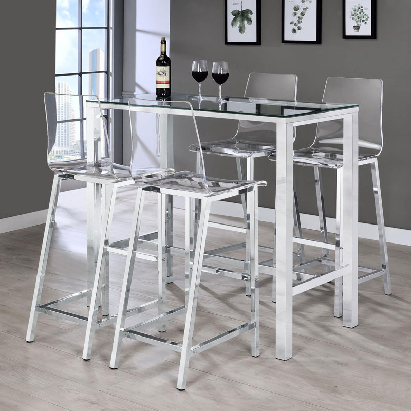 Transparent et tabourets de bar (de 2). Design tendance avec base. Corps en acrylique pour le style. H 46 po x l 21 po x P 17 po 2 tabourets. Largeur moderne. Siège confortable. 46 po x 21 po x 17 po, assise 30 po x 14,5 po