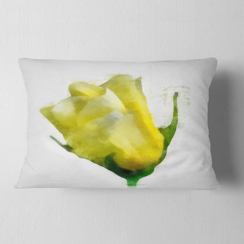 Coussin décoratif imprimé de belles roses jaunes