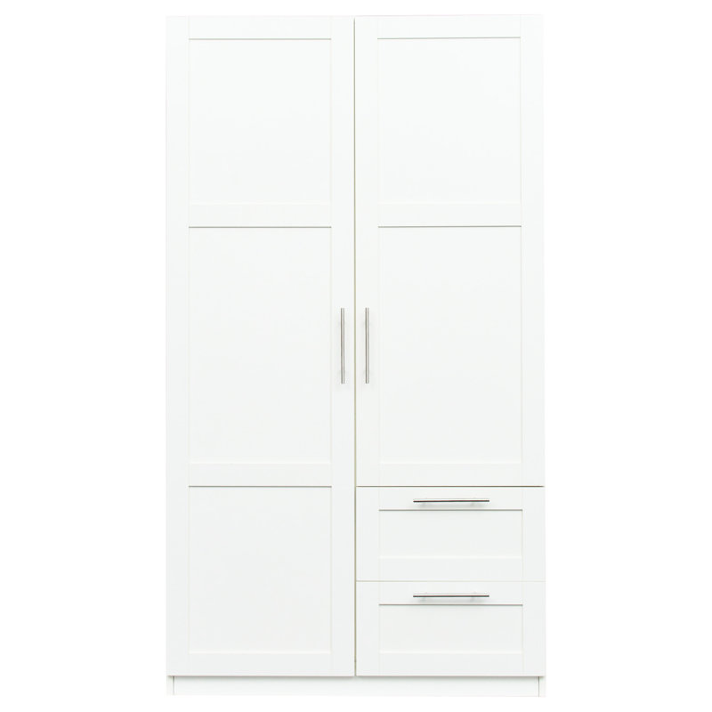 Armoire haute et armoire de cuisine avec 2 portes, 2 tiroirs et 5 espaces de rangement, blanc