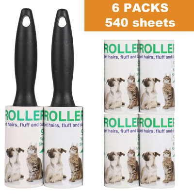 Lint Rollers For Pet Hair, Sticky, Remover For Couch, Clothes Furniture And Carpet. Dog Hair Remover Cat Hair, Animal Fur, Fuzz. 6 Large Lint Rollers