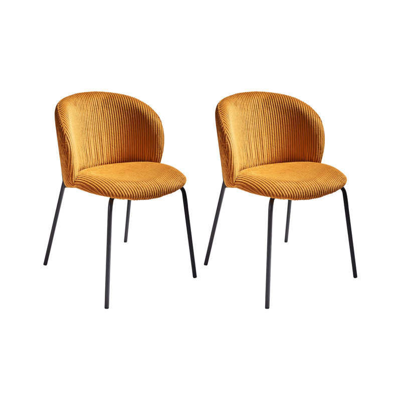 Set of 2 Dining Chairs MILES Corduroy, Orange