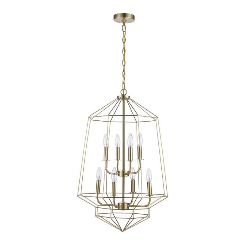 Lustre géométrique à intensité variable 8 lumières Guillaine, Or antique