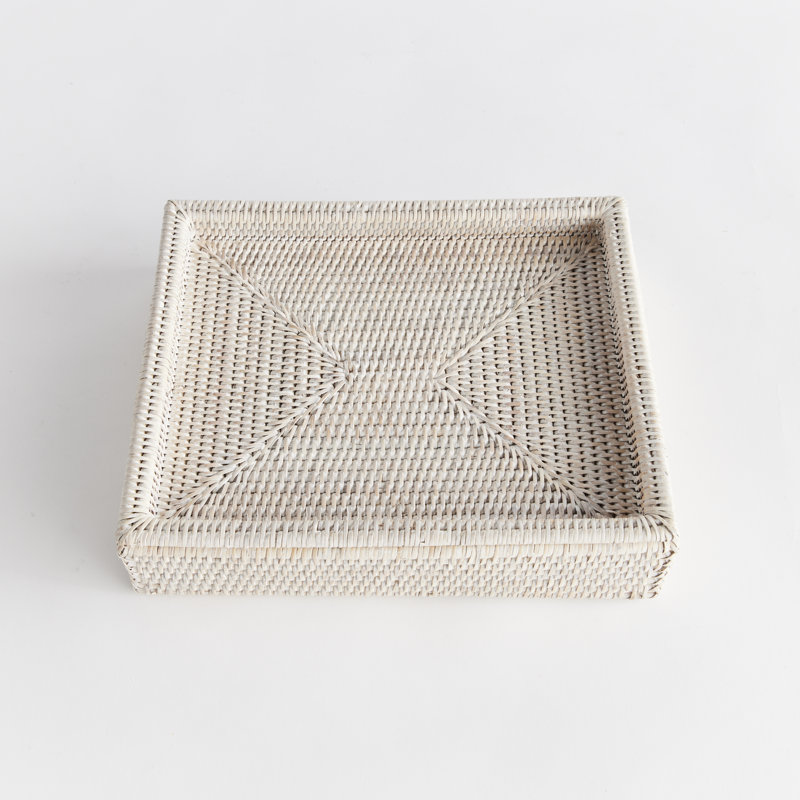 Rivah Handmade Wicker Decorative Box, White