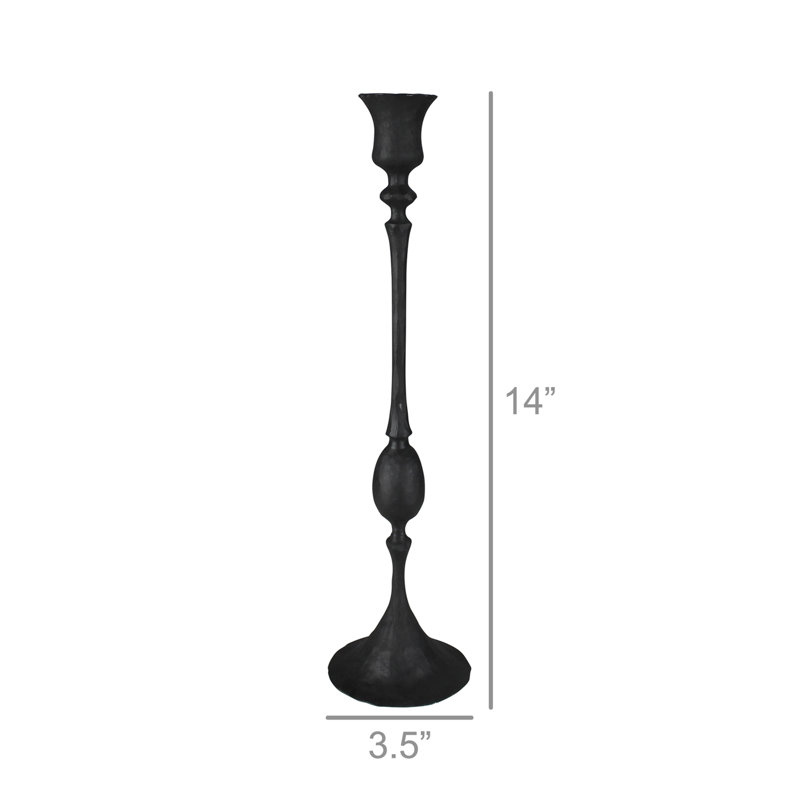 Metal Tabletop Candlestick, 14" H x 3.5" W x 3.5" D
