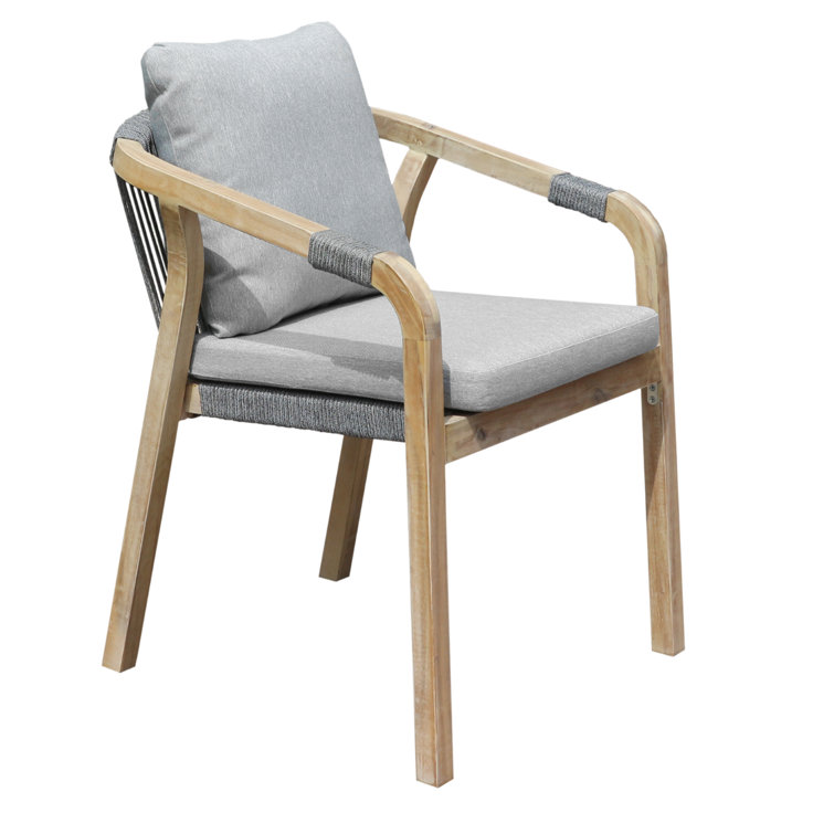 Joly Wood Outdoor Stacking Dining Armchair with Cushion
