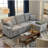  89 " Folding Convertible Sofa Bed,L Shape Sectional Sofa With 2 Cup Holders on Back Cushions & Side USB Port-275139187