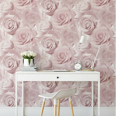 Wansley Pink Floral Wallpaper 10m x 53cm Matte Roll